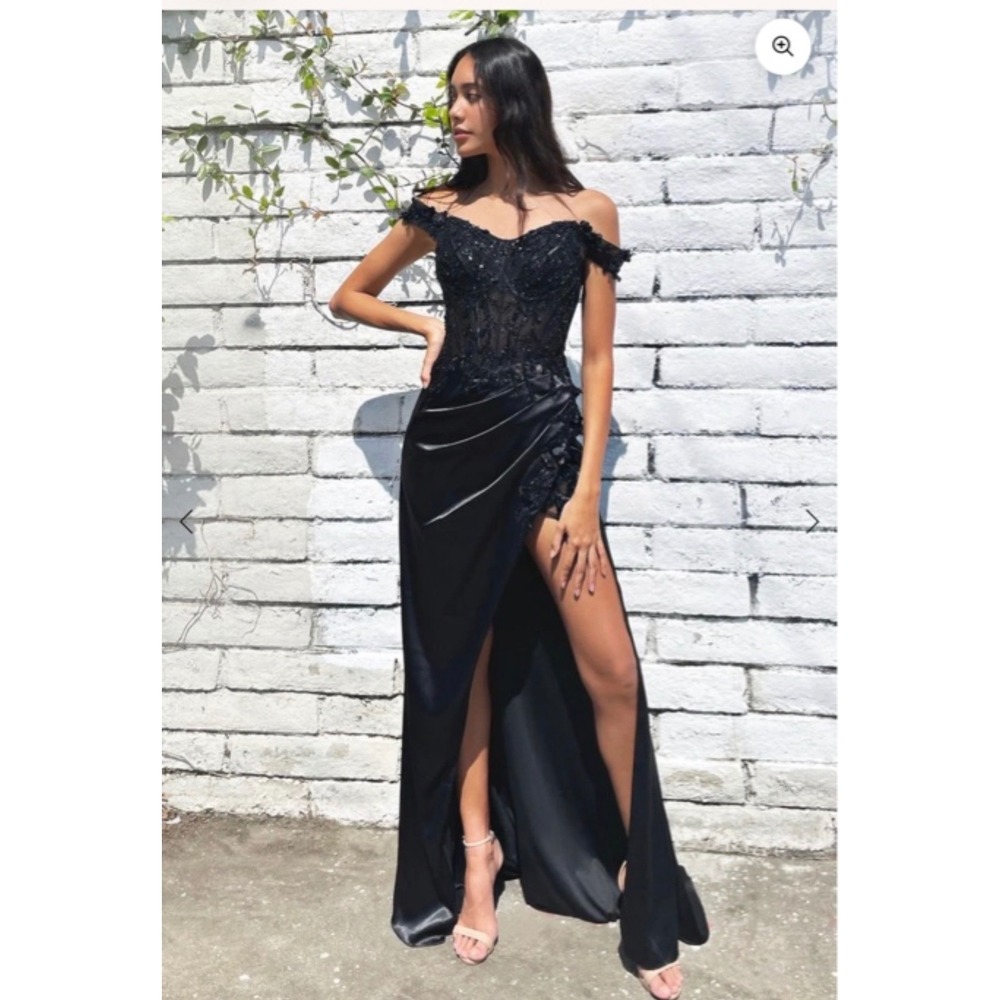 Ladivine CD0186 Black Beaded Sequin Corset Evening Gown Prom Gala Mermaid Dress